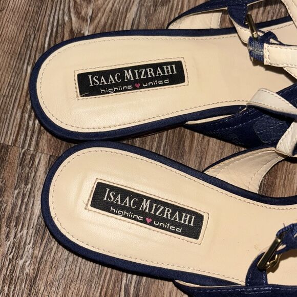 Isaac Mizrahi Navy Blue Women's Sandals / Flats adjustable straps & bows. - Picture 8 of 9
